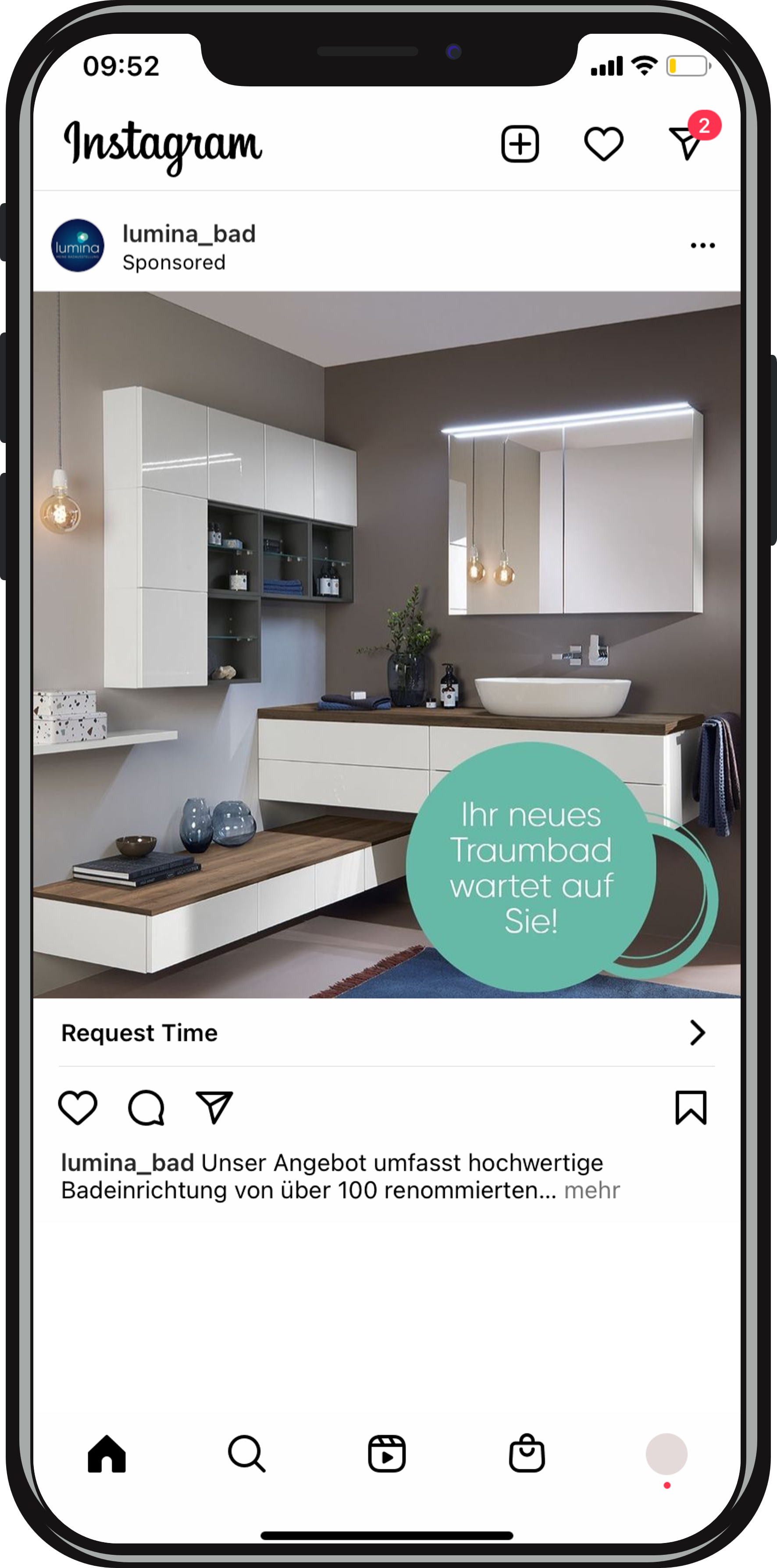 Captura de pantalla que muestra los anuncios de las redes sociales en Instagram