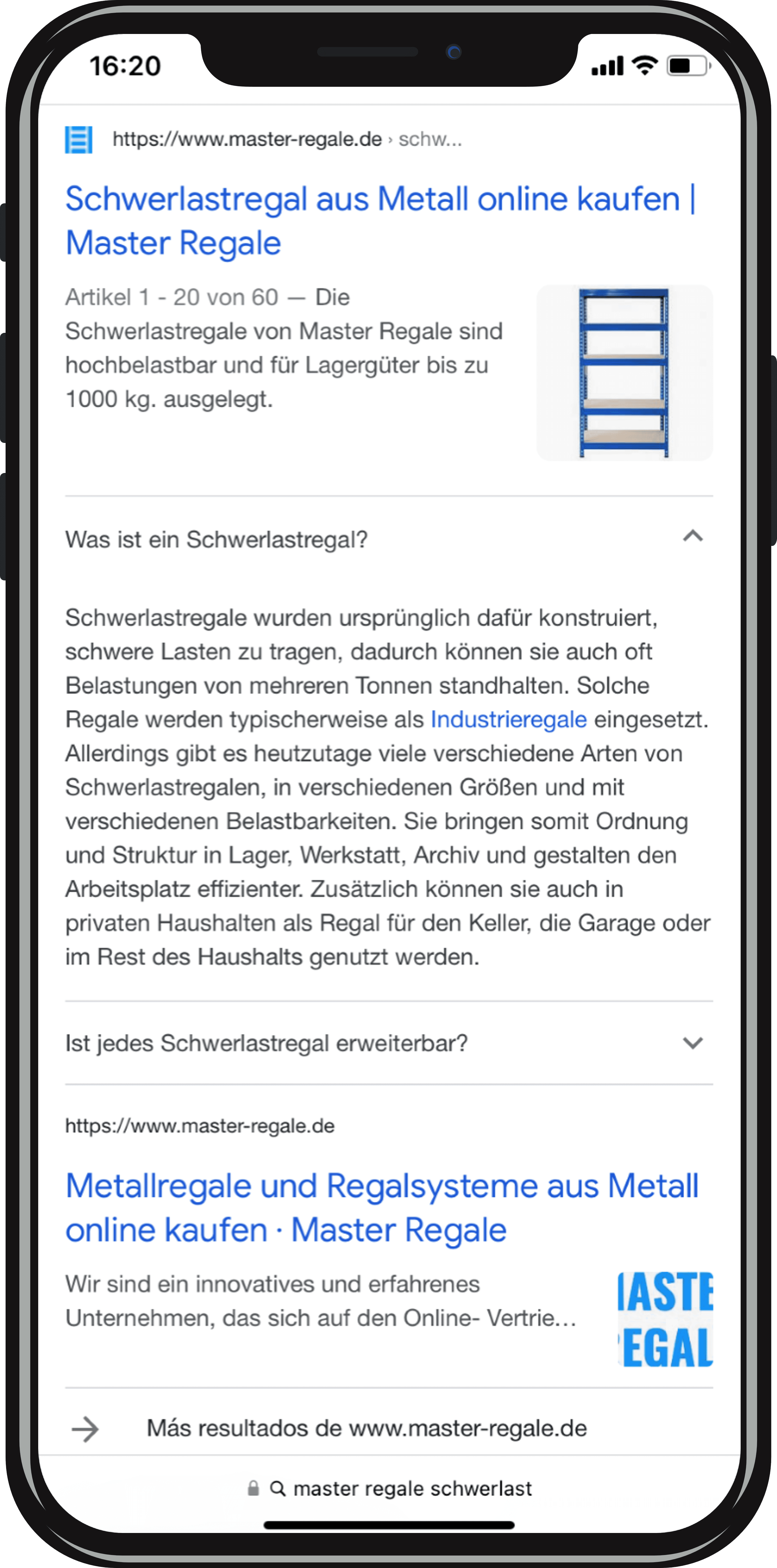 Presentation of the FAQ snippet feature using a screenshot from the search engine.